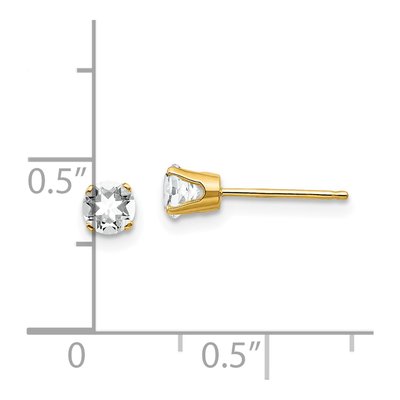 14K Yellow Gold 4mm Round White Topaz April Birthstone Stud Earrings – view 5