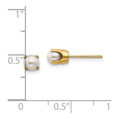 14K Yellow Gold 4mm Near Round Freshwater Cultured Pearl Stud Earrings – view 5
