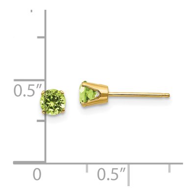 14K Yellow Gold 4mm Round Peridot August Birthstone Stud Earrings – view 5