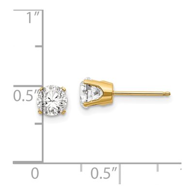 14K Yellow Gold 5mm White Topaz Round April Stud Earrings – view 5