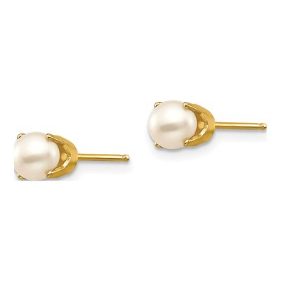 14K Yellow Gold 4.5mm Near Round Freshwater Cultured Pearl Stud Earrings – view 2