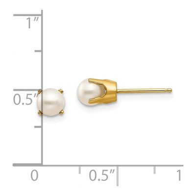 14K Yellow Gold 4.5mm Near Round Freshwater Cultured Pearl Stud Earrings – view 4