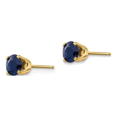 14K Yellow Gold 5mm Round Sapphire Stud Earrings – view 2