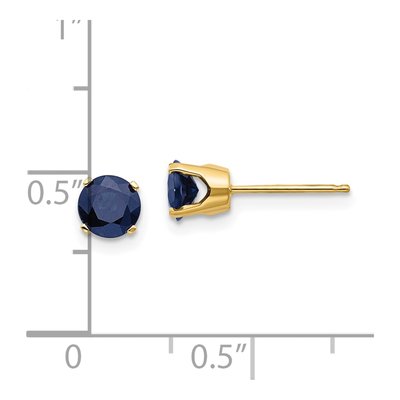 14K Yellow Gold 5mm Round Sapphire Stud Earrings – view 4