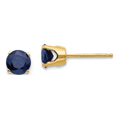 14K Yellow Gold 5mm Round Sapphire Stud Earrings