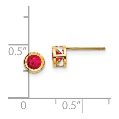14K Yellow Gold 4mm Round Ruby Bezel Stud Earrings – view 4