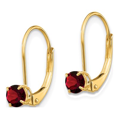 14K Yellow Gold Garnet Leverback Earrings – view 2