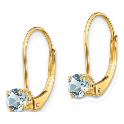 14K Yellow Gold Aquamarine Leverback Earrings – view 2