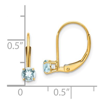 14K Yellow Gold Aquamarine Leverback Earrings – view 4