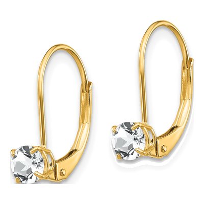 14K Yellow Gold White Topaz Leverback Earrings – view 2
