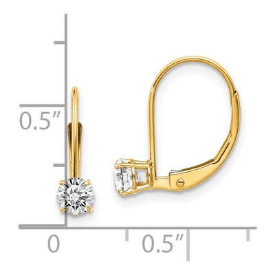 14K Yellow Gold White Topaz Leverback Earrings – view 4