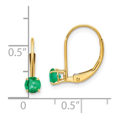 14K Yellow Gold Emerald Leverback Earrings – view 4