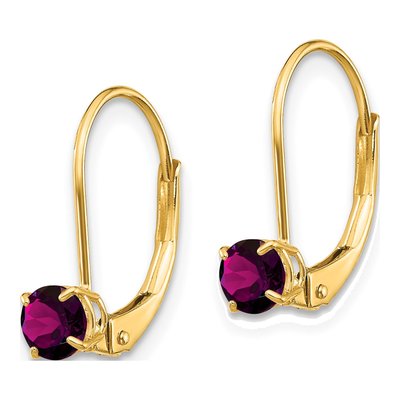 14K Yellow Gold Rhodolite Garnet Leverback Earrings – view 2