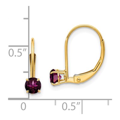 14K Yellow Gold Rhodolite Garnet Leverback Earrings – view 4