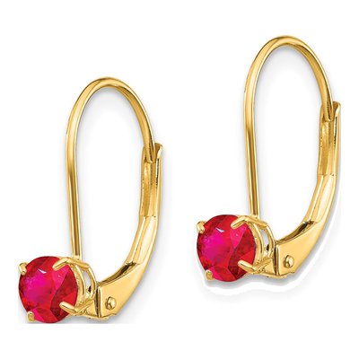 14K Yellow Gold Ruby Leverback Earrings – view 2