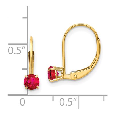 14K Yellow Gold Ruby Leverback Earrings – view 4