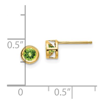 14K Yellow Gold 4mm Round Peridot August Birthstone Stud Earrings – view 4