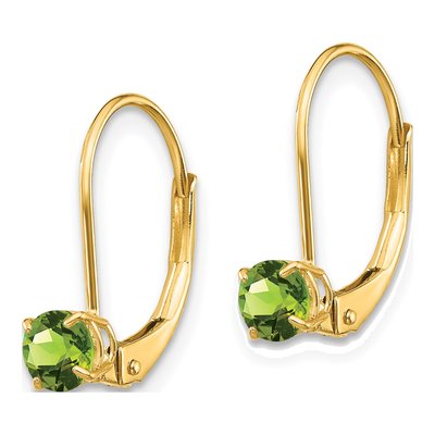 14K Yellow Gold Peridot Leverback Earrings – view 2