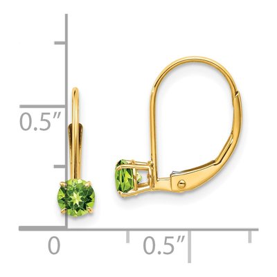 14K Yellow Gold Peridot Leverback Earrings – view 4
