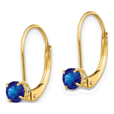 14K Yellow Gold Sapphire Leverback Earrings – view 2