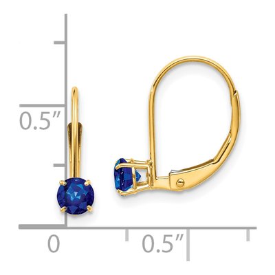14K Yellow Gold Sapphire Leverback Earrings – view 4