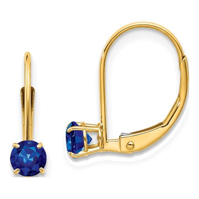 14K Yellow Gold Sapphire Leverback Earrings