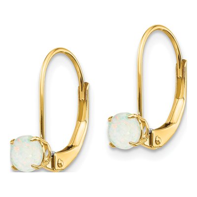 14K Yellow Gold Opal Leverback Earrings – view 2