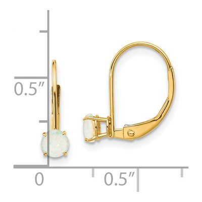 14K Yellow Gold Opal Leverback Earrings – view 4