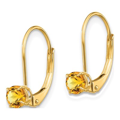 14K Yellow Gold Citrine Leverback Earrings – view 2