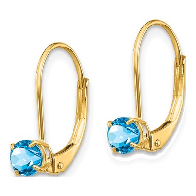14K Yellow Gold Swiss Blue Topaz Leverback Earrings – view 2