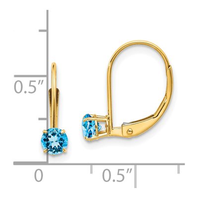 14K Yellow Gold Swiss Blue Topaz Leverback Earrings – view 4