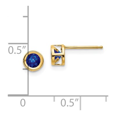 14K Yellow Gold 4mm Round Sapphire September Birthstone Stud Earrings – view 4