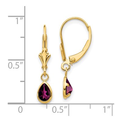 14K Yellow Gold Rhodolite Garnet Leverback Earrings – view 4
