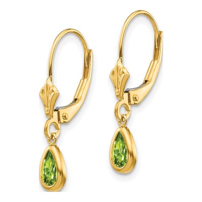 14K Yellow Gold Peridot Leverback Earrings – view 2