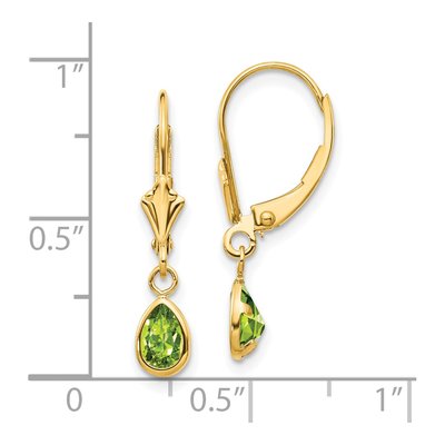 14K Yellow Gold Peridot Leverback Earrings – view 4