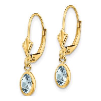 14K Yellow Gold Aquamarine Leverback Earrings – view 2