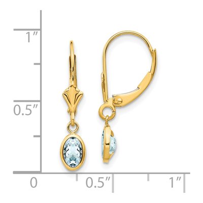 14K Yellow Gold Aquamarine Leverback Earrings – view 4