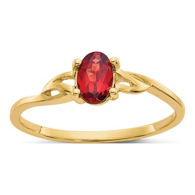 14K Yellow Gold Garnet Birthstone Ring