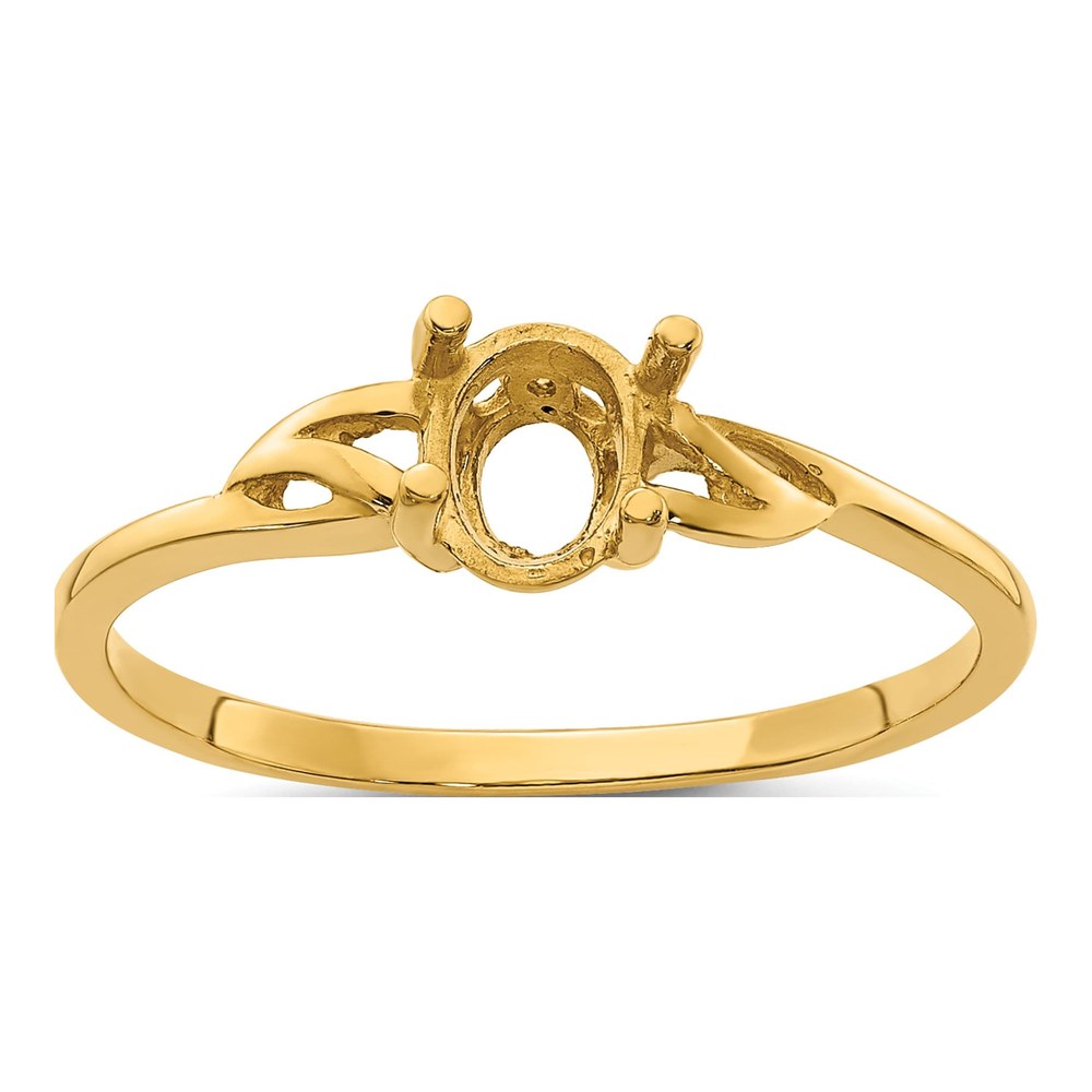14K Yellow Gold Oval Birthstone Ring Mounting