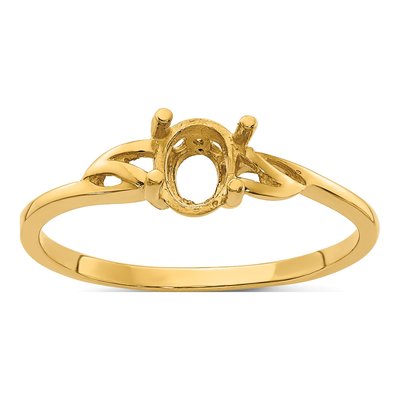 14K Yellow Gold Oval Birthstone Ring Mounting