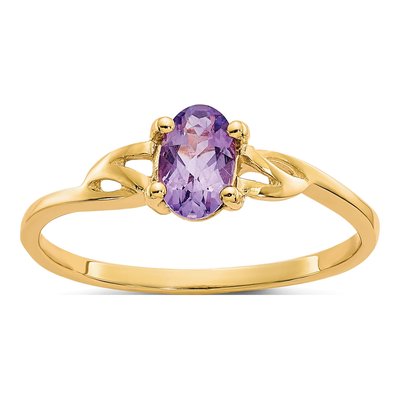 14K Yellow Gold Amethyst Birthstone Ring