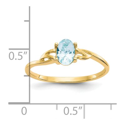14K Yellow Gold Aquamarine Birthstone Ring – view 2