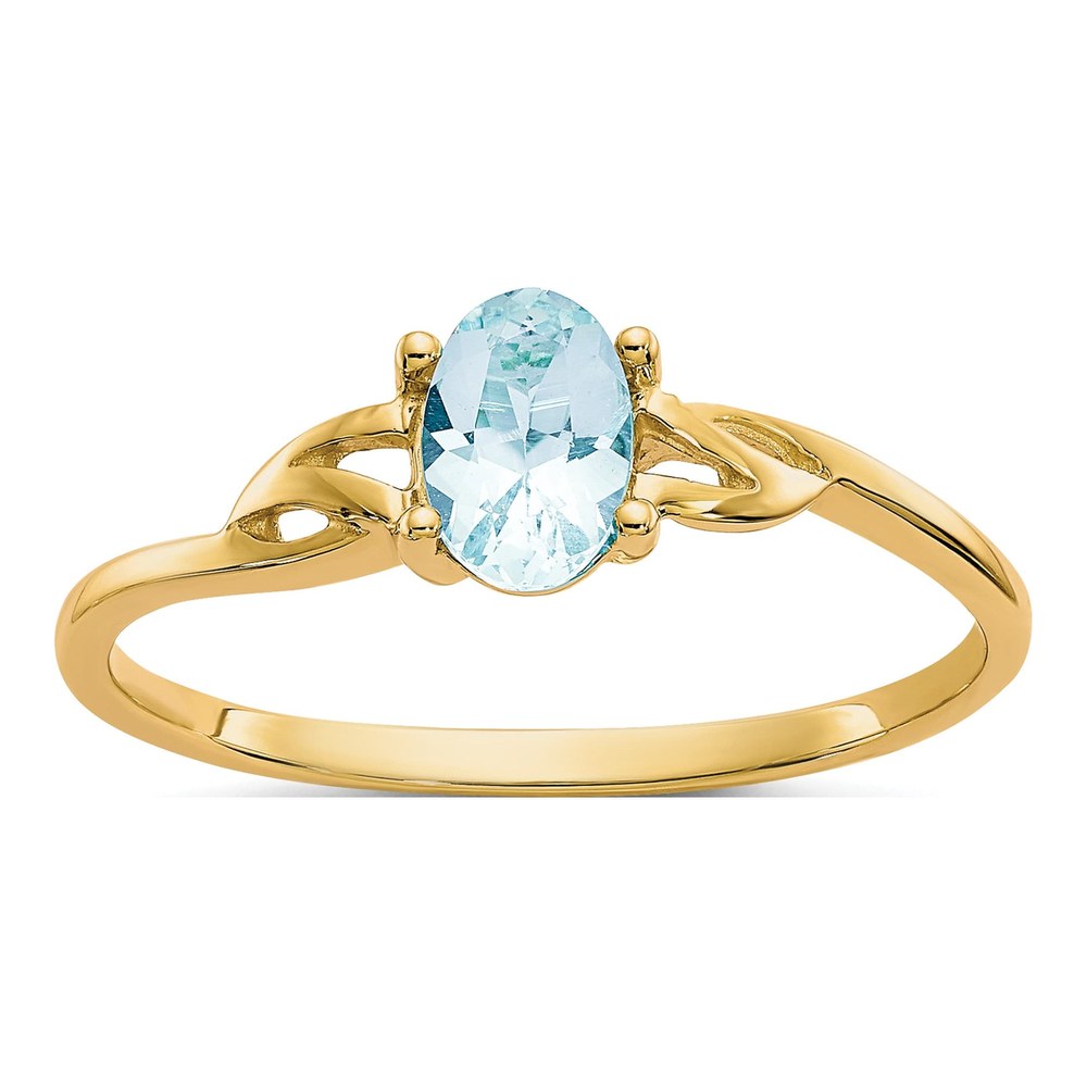 14K Yellow Gold Aquamarine Birthstone Ring