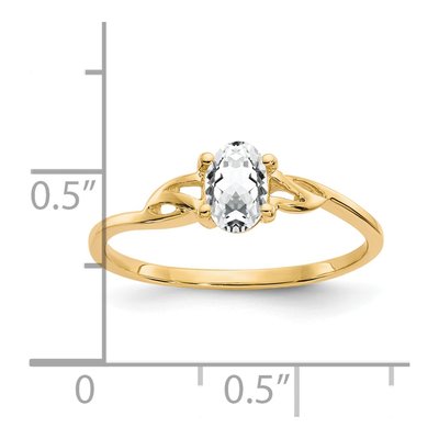 14K Yellow Gold White Topaz Oval Birthstone Ring – view 2