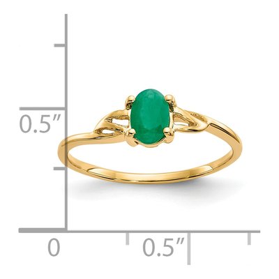 14K Yellow Gold Emerald Oval Ring – view 2