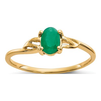 14K Yellow Gold Emerald Oval Ring