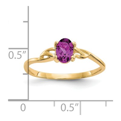 14K Yellow Gold Rhodolite Garnet Oval Birthstone Ring – view 2
