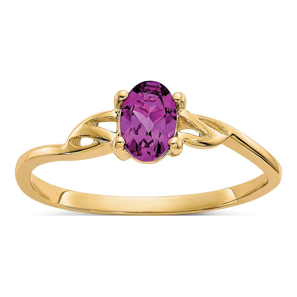 14K Yellow Gold Rhodolite Garnet Oval Birthstone Ring