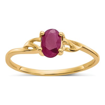 14K Yellow Gold Ruby Birthstone Ring