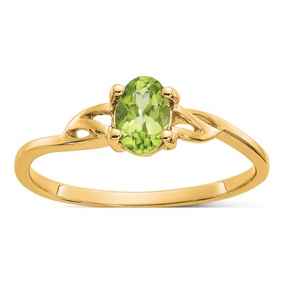 14K Yellow Gold Peridot Birthstone Ring